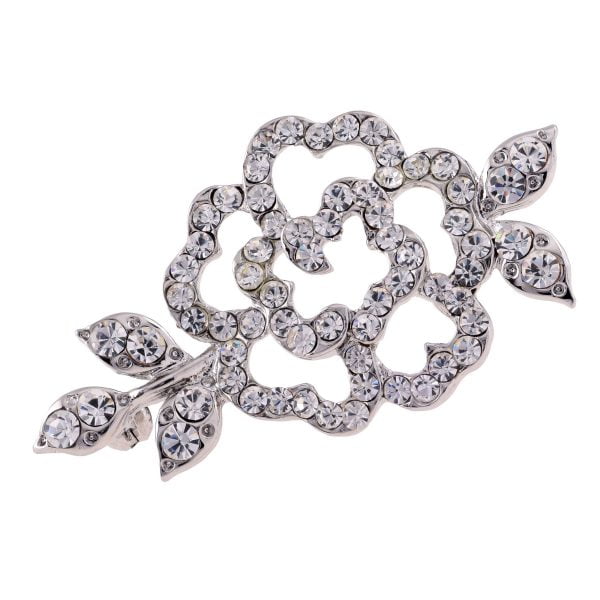 P210187-S-12.jpg Victorian Rhinestone Crystal Flower Brooch - Image 1