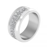 Chanel Set Baguette Emerald Cut CZ Diamond Stainless Steel Unisex Ring