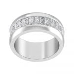 Chanel Set Baguette Emerald Cut CZ Diamond Stainless Steel Unisex Ring - Image 2