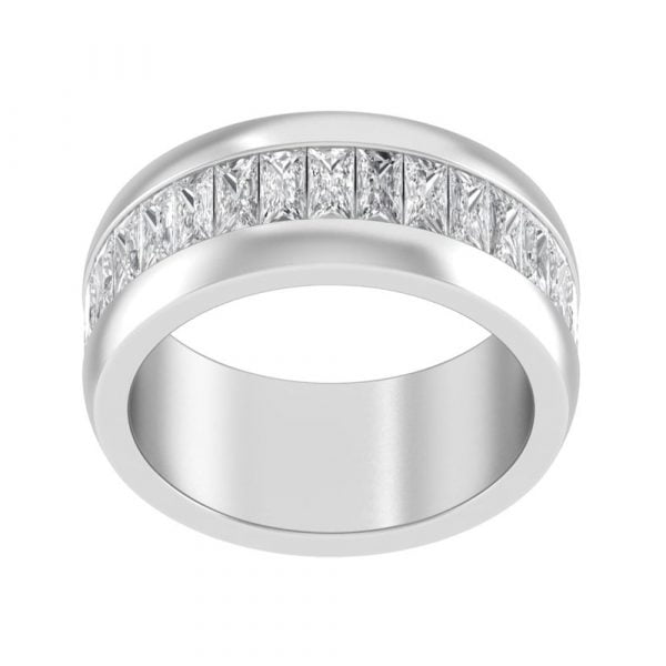 Chanel Set Baguette Emerald Cut CZ Diamond Stainless Steel Unisex Ring - Image 2