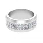 Chanel Set Baguette Emerald Cut CZ Diamond Stainless Steel Unisex Ring - Image 3