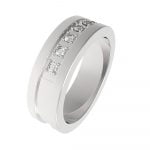 Stainless Steel Prong CZ Diamond Engagement Ring