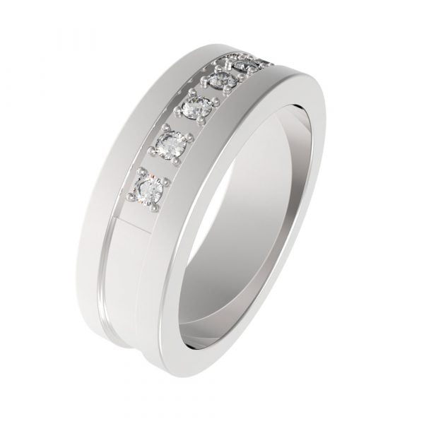 Stainless Steel Prong CZ Diamond Engagement Ring - Image 1