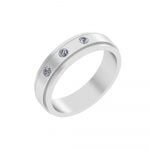 Stainless Steel Unisex 3 Diamond CZ Engagement Ring