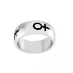Stainless Steel Laser-etched Female Venus Symbol Freedom Ring - Image 2