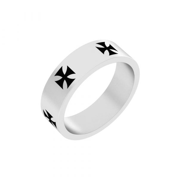R5381-4 Stainless Steel Fullmetal Maltese Cross Ring - Image 1