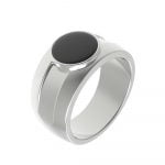 Black Enamel Stainless Steel Men's Ring