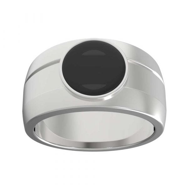 Black Enamel Stainless Steel Men's Ring - Image 2