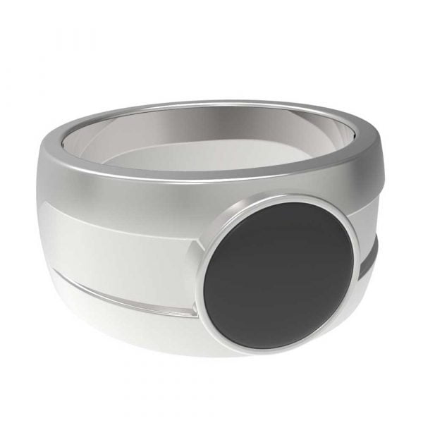 Black Enamel Stainless Steel Men's Ring - Image 3