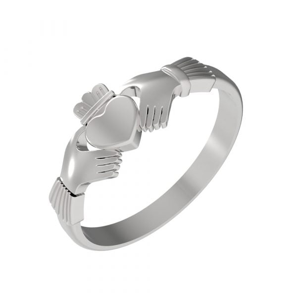R6195-4 Classic Traditionally Irish Stainless Steel Claddagh Wedding Fede Ring Band - Image 1