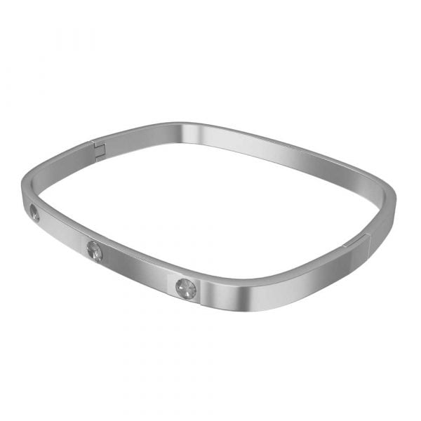 Bling Sparkle Square Dazzle CZ Cuff Stainless Steel Bracelet - Image 1