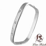 Bling Sparkle Square Dazzle CZ Cuff Stainless Steel Bracelet - Image 2