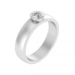 Stainless Steel CZ Diamond Solitaire Ring
