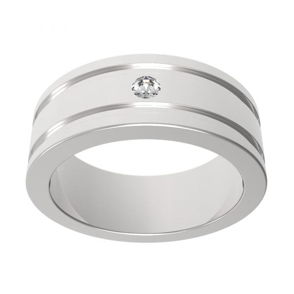 Stainless Steel CZ Diamond Bling Men's Wedding Band - Image 2