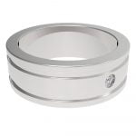 Stainless Steel CZ Diamond Bling Men's Wedding Band - Image 3