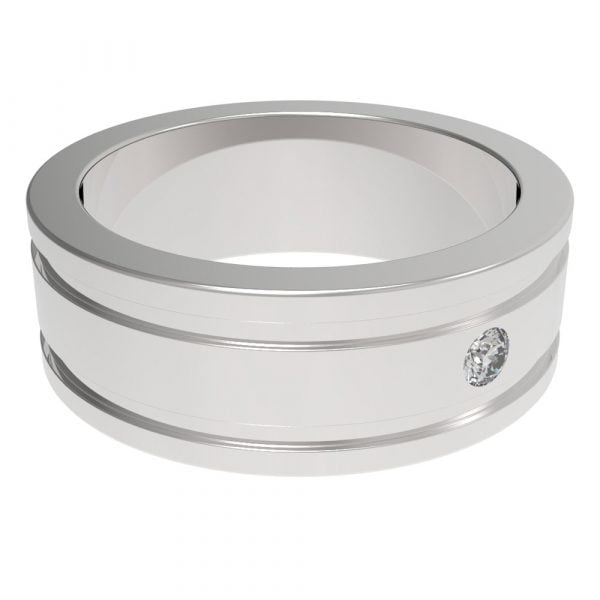 Stainless Steel CZ Diamond Bling Men's Wedding Band - Image 3