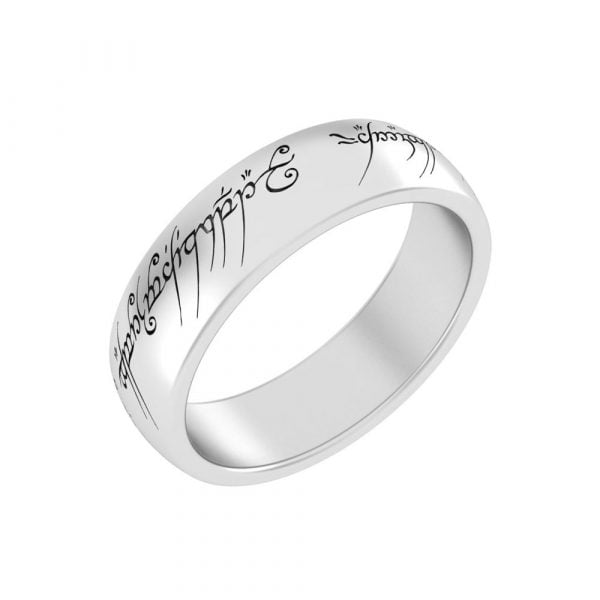 Unisex Elvish Script Laser-etched Stainless Steel Band The One Lord Ring - Image 1