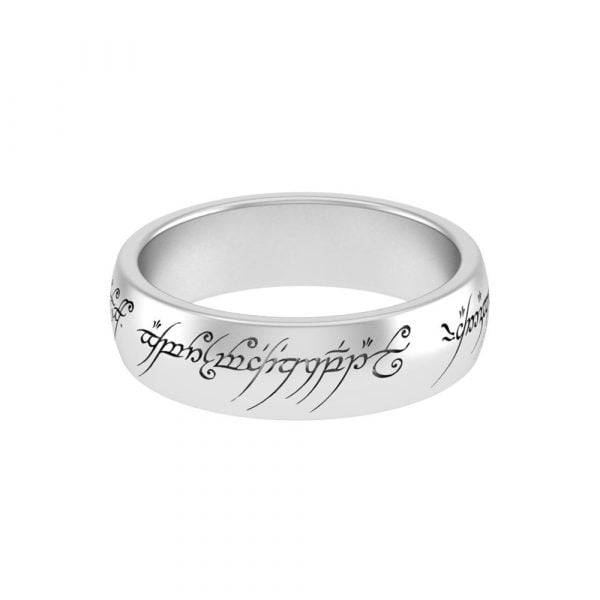 Unisex Elvish Script Laser-etched Stainless Steel Band The One Lord Ring - Image 3
