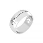 Stainless Steel Laser-cut Holy Trinity Queen of Heaven Symbol Fleur de Lis Ring