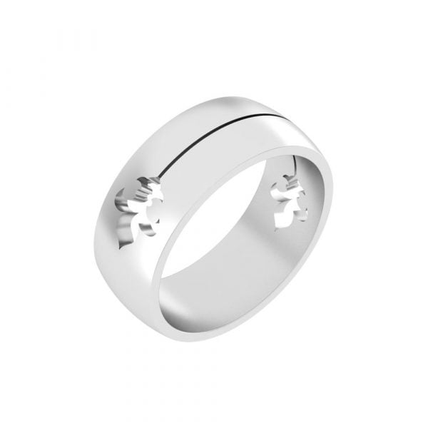 ST41101-4 Stainless Steel Laser-cut Holy Trinity Queen of Heaven Symbol Fleur de Lis Ring - Image 1