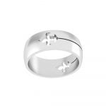 Stainless Steel Laser-cut Holy Trinity Queen of Heaven Symbol Fleur de Lis Ring - Image 2