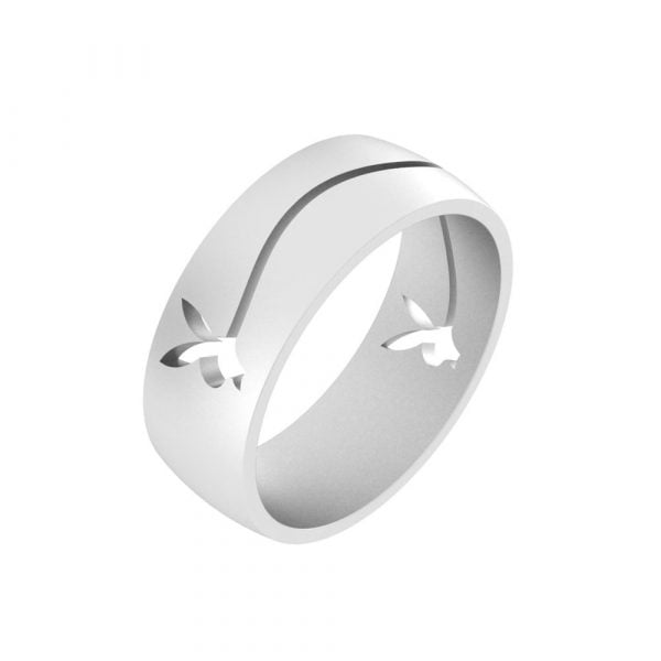 Stainless Steel Laser-cut High Polished Bunny Ring - Image 1