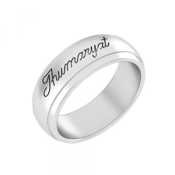 ST41122-4 Stainless Steel Laser-ethced Script Ring - Image 1