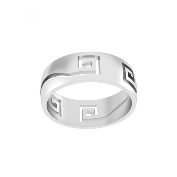 Stainless Steel Laser-cut Greek Eternity Ring - Image 2