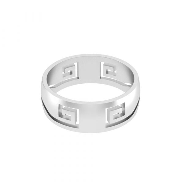 Stainless Steel Laser-cut Greek Eternity Ring - Image 3
