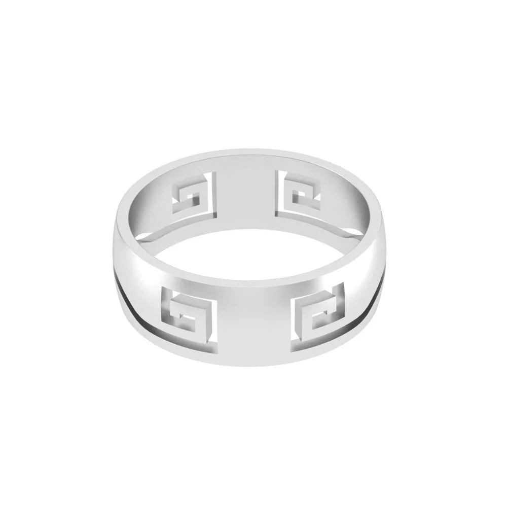 Stainless Steel Laser-cut Greek Eternity Ring - Image 3