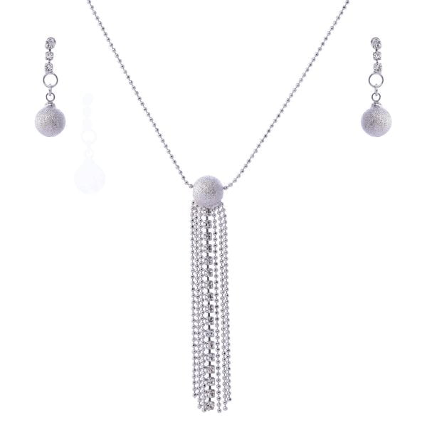 Rhinestone Tassel Necklace Set - Image 1