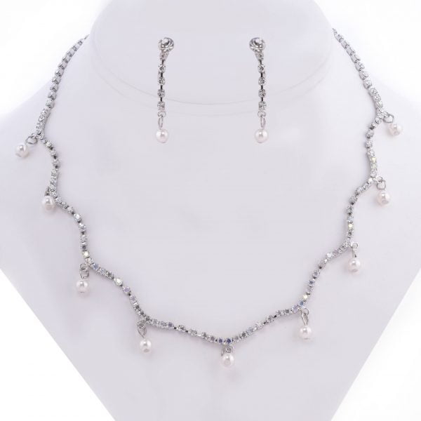 Retro Swarovski Pearl Choker Necklace Set - Image 1