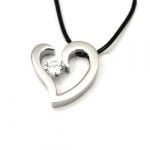Urban-chic CZ Diamond Tension-set Heart Necklace - Image 2