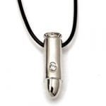 Urban-chic CZ Diamond Accent Bullet Pendant Necklace - Image 2