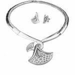 Art Deco Gold Collar Necklace and Earrings Set - Image 2