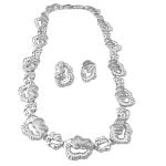 Retro Gold Diamond Accented Choker Necklace and Earrings Set - Image 2