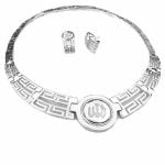Art Deco Gold Diamond Accented Collar Necklace and Earrings Set - Image 2