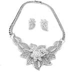 Baroque Gold Diamond Accented Filigree Choker Necklace and Earrings Set - Image 2