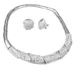 Art Deco Diamond Accented Gold Collar Necklace and Earrings Set - Image 2