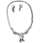 Mid-Century Diamond Accented Gold Choker Necklace and Earrings Set - Image 2